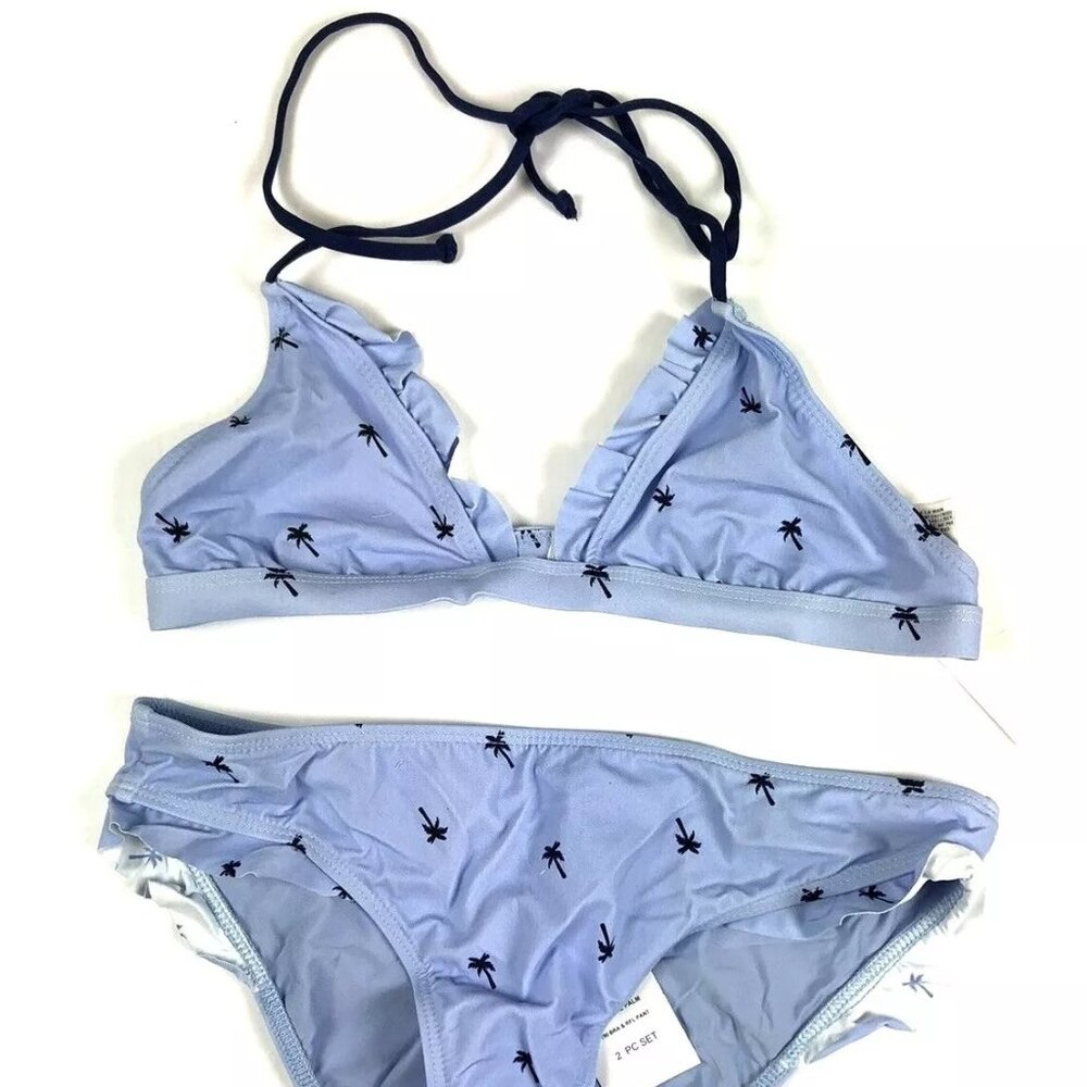 Splendid, Girl’s Triangle Top Blue Bikini Set, Size 14